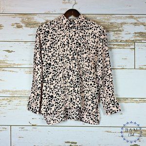 Topshop Women's Size 2 Pink Animal Print Button Up
